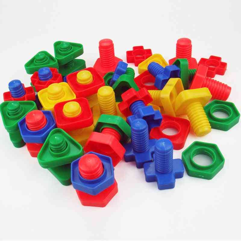4 Sätze / Los Schraubenbausteine Kunststoffeinsatzblöcke Nussform Spielzeug für Kinder (1 Los) -