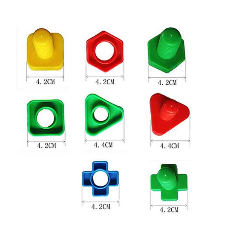 4 uppsättningar / parti skruv byggstenar plastinsatsblock mutter form leksaker för barn (1 parti) -