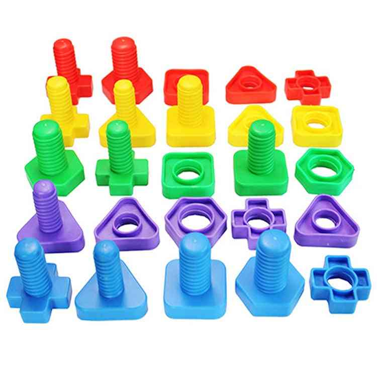 4 set / lotto blocchi di costruzione a vite blocchi di inserti in plastica giocattoli a forma di dado per bambini (1 lotto) -