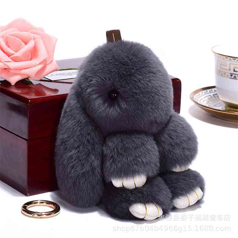 14cm Kawaii pluche sleutelhanger - schattige mini simulatie paashaas zacht knuffeldier speelgoed Pasen konijn pop knuffels voor kinderen - zwart
