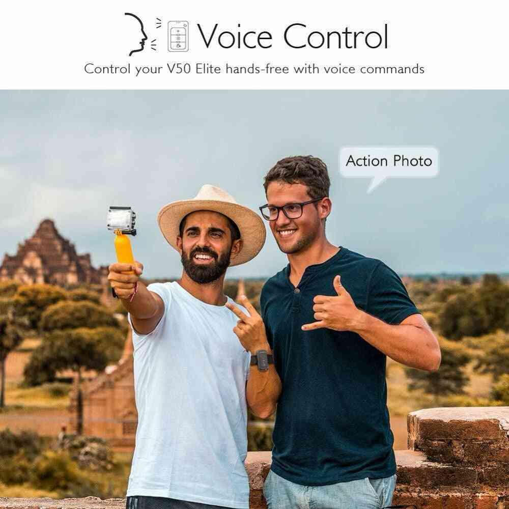 Vanntett, wifi-actionkamera med berøringsskjerm med stemmekontroll og hjelm