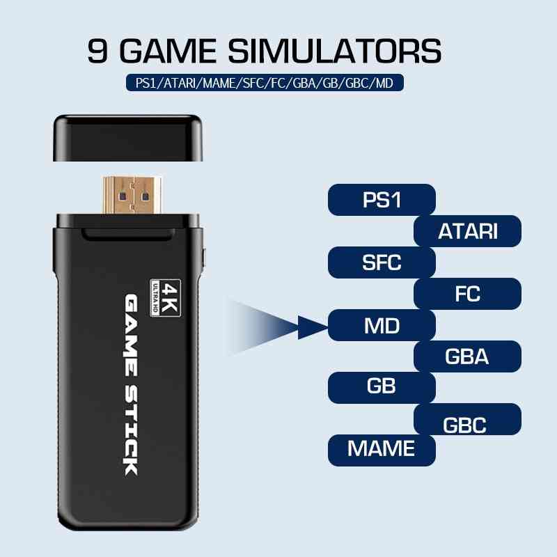 Consola de videojuegos 4k hd, controlador inalámbrico doble de 2.4g para ps1 / gba classic, juego de tv retro - juego 32g 3000