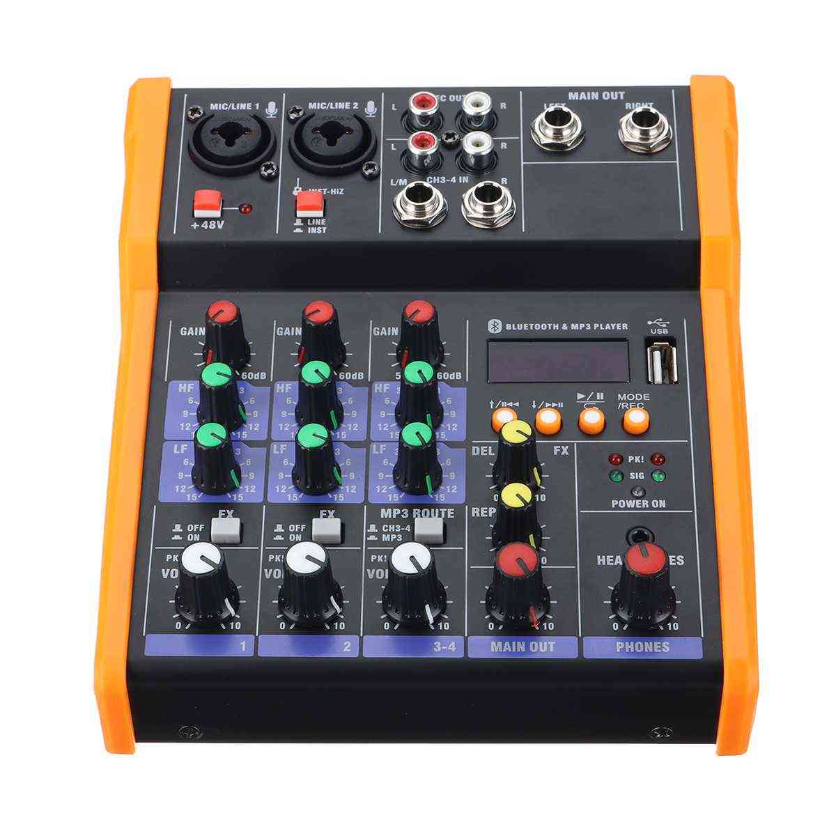4 Channel Bluetooth Microphone 48v Sound Mixer Console