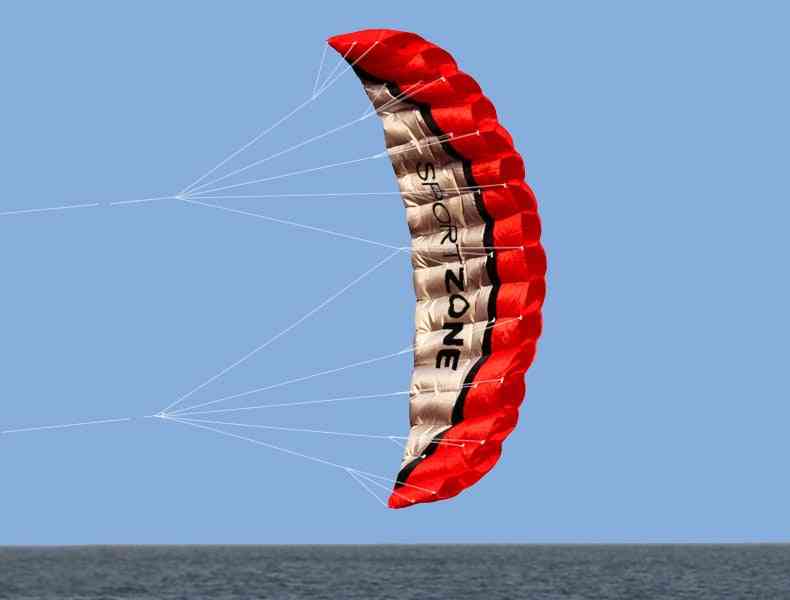 Wysokiej jakości spadochron parafolowy dwuliniowy, latawiec sportowy plażowy - niebieski