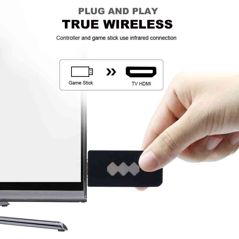 USB bezdrátová ruční televizní herní konzole s herní tyčí a nabíjecím kabelem
