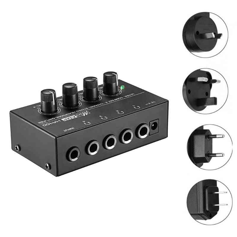4 Channels, Mini Stereo Headphone Amplifier With Power Adapter