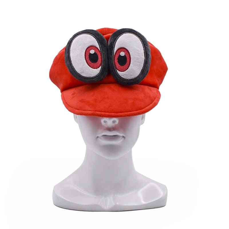 Anime mario cosplay big eye red hat mario soft wearable - verde-l