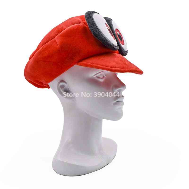 Anime mario cosplay big eye red hat mario soft wearable - green-l