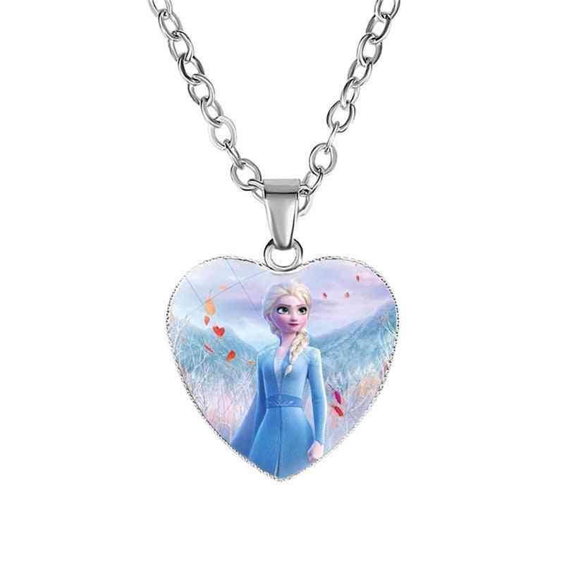 Disney frozen 2 love náhrdelník cartoon- elsa princezna anna přívěsek ve tvaru srdce dívka