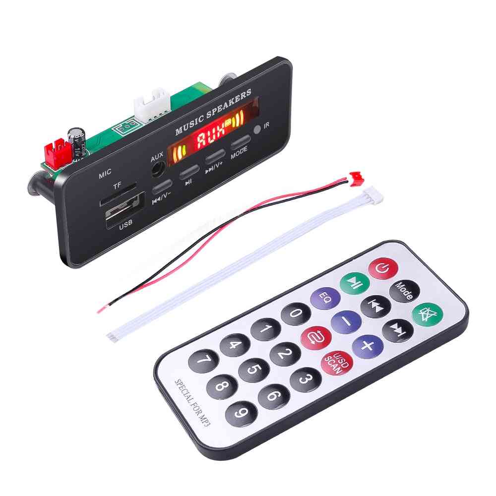 Reproductor de control remoto inalámbrico mp3 wma decoder board - 12v bluetooth 5.0 usb fm aux tf módulo de tarjeta sd radio de coche altavoz mp3 (otro) -
