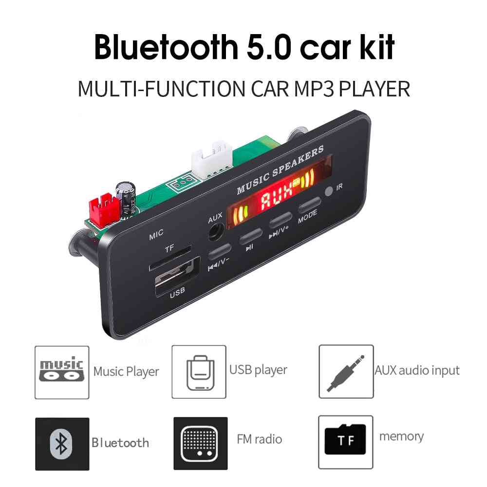 Bezdrátový přehrávač mp3 dekodéru WMA s dálkovým ovládáním - 12v Bluetooth 5.0 USB FM AUX TF SD modul modulu autorádio MP3 reproduktor (jiný)