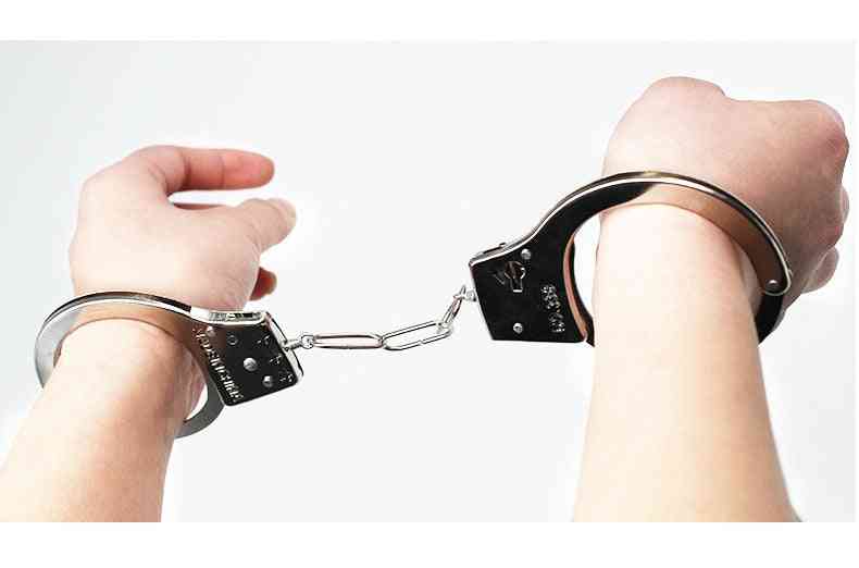 Silver Plastic Metal Handcuffs With Keys For
