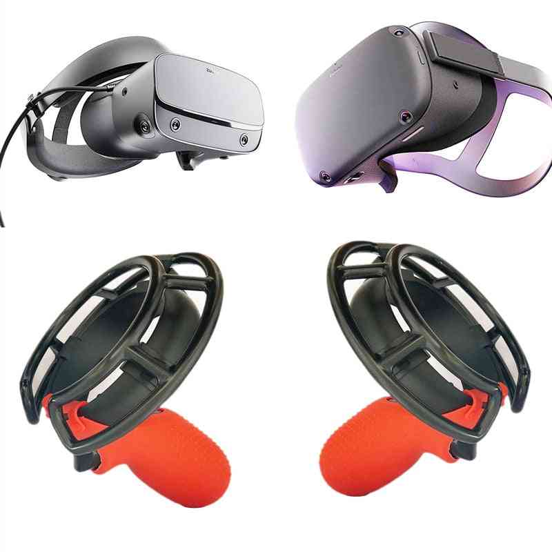 Controle de plástico alça capa protetora para oculus rift s, quest headset vr shell jogo à prova de choque, anel protetor, anti-imp - 1 par