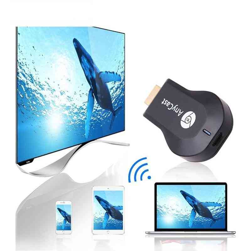 Tv-dongelmottagare anycast m2 för airplay wifi-skärm miracast, trådlös hdmi tv-stick för telefon android pc (svart) -