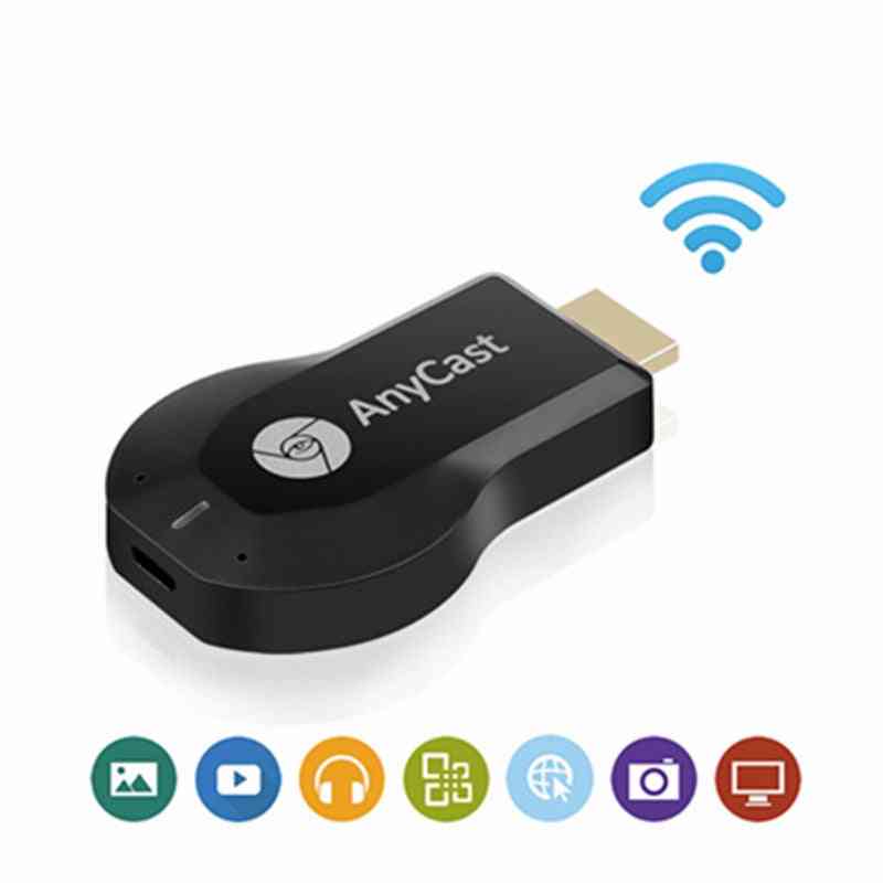 Ricevitore tv dongle anycast m2 per airplay wifi display miracast, stick tv hdmi wireless per telefono android pc (nero) -