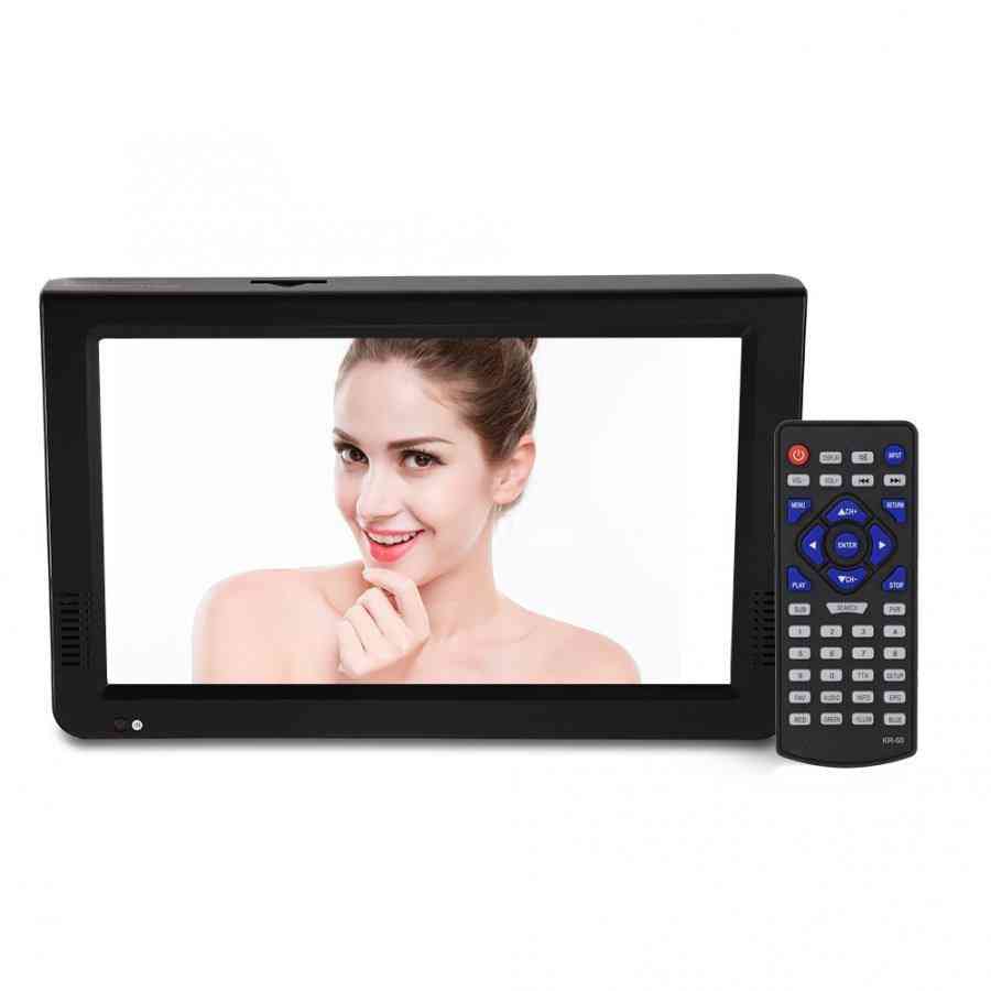 Televisão de 10 polegadas, televisão HD analógica digital dvb-t-t2, tv portátil com resolução de 1024 x 600, cartão tf, carro áudio e vídeo USB -