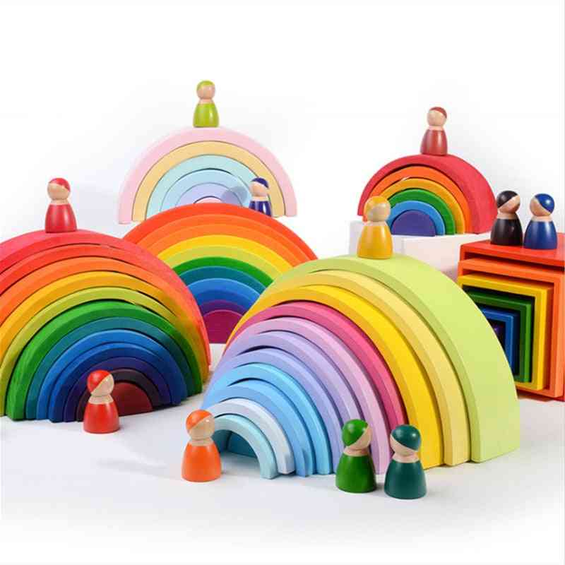 Montessori Educational Wooden For Kids- Geometry Rainbow Blocks
