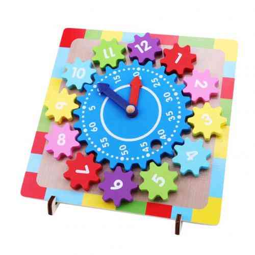 Wooden Gear Block Digital Clock Puzzle For Kids Educational