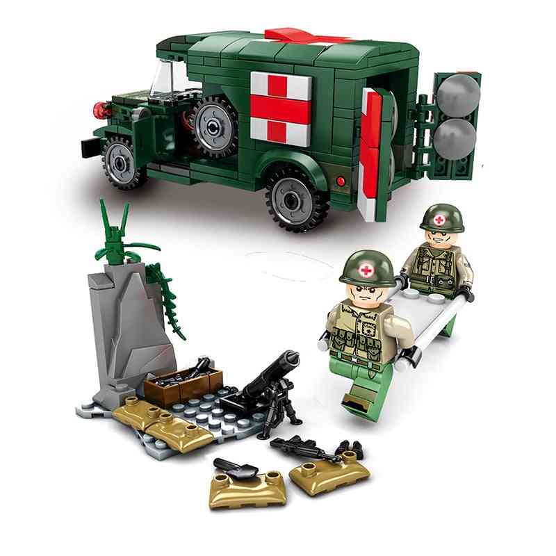 Military Ambulance Building Blocks Soldier Vehicle Army Truck For