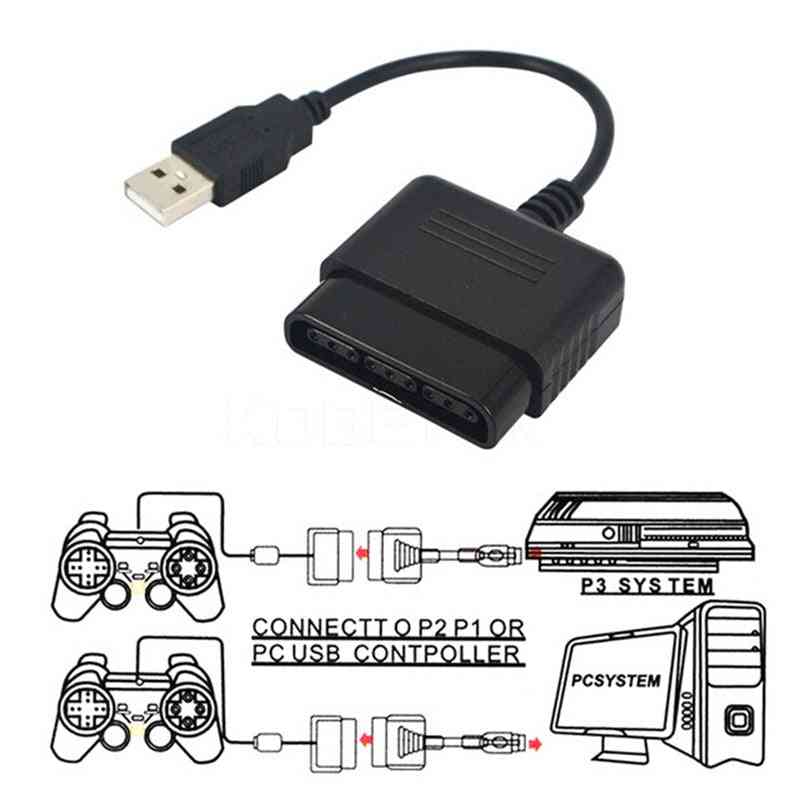 Sony ps1 / ps2 playstation - dualshock 2, adaptador de controlador de juegos usb para pc - cable convertidor sin controlador (negro) -