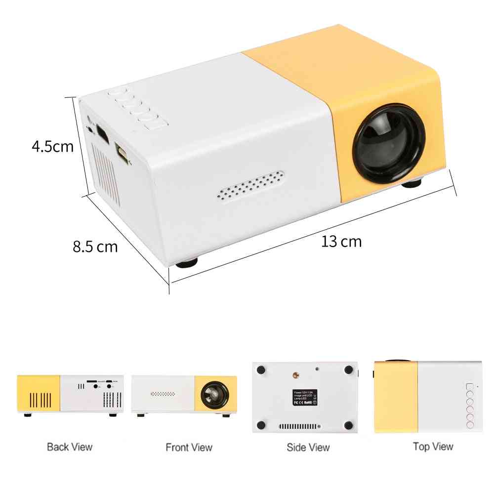 Mini proyector yg-300 pro, 320x240 píxeles compatible con 1080p, hdmi usb para proyector de audio y video - enchufe au negro