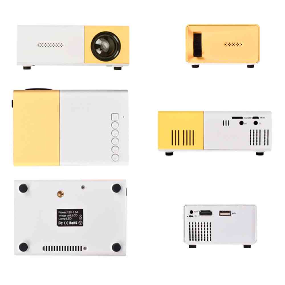 Yg-300 pro mini projektor, 320x240 pixels understøtter 1080p, hdmi usb til audio video beamer - sort au plug