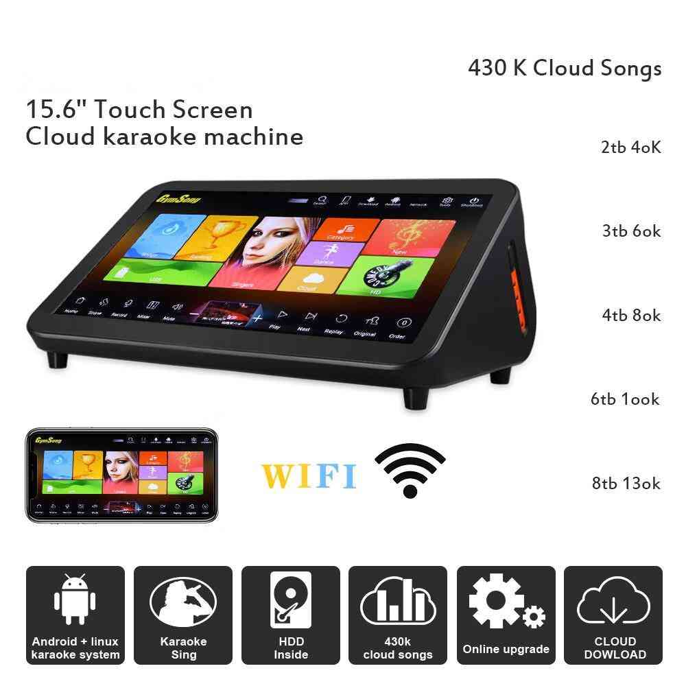 15.6 Inch, 1080p Touch Screen Machine-2 Wired Microphone And 1 Karaoke Mixer