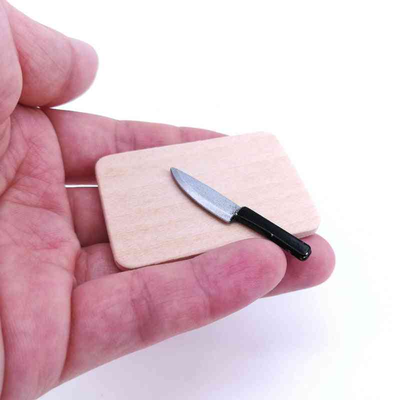 Miniatures Cutting Board And Knife For Dollhouse Kitchen-kids Toy Set