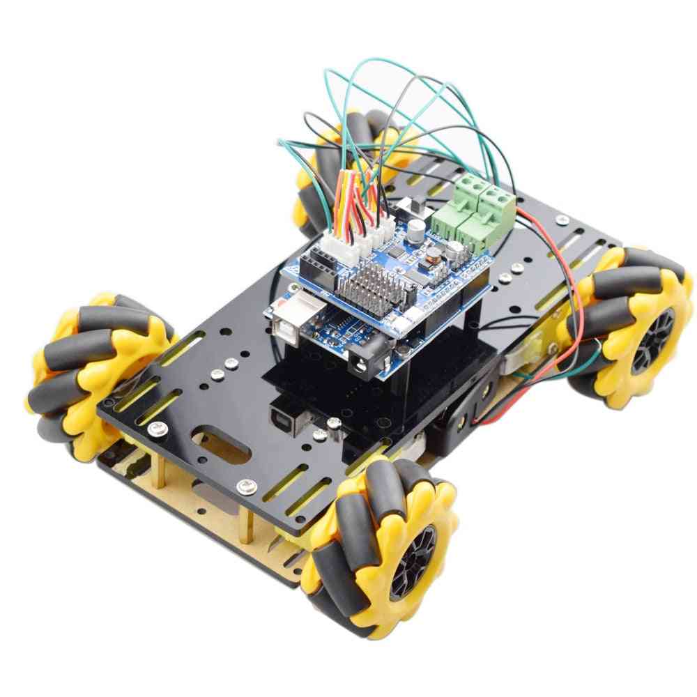 Nuevo kit de chasis de coche robot de rueda mecanum de doble chasis con motor tt para arduino - bt robot car