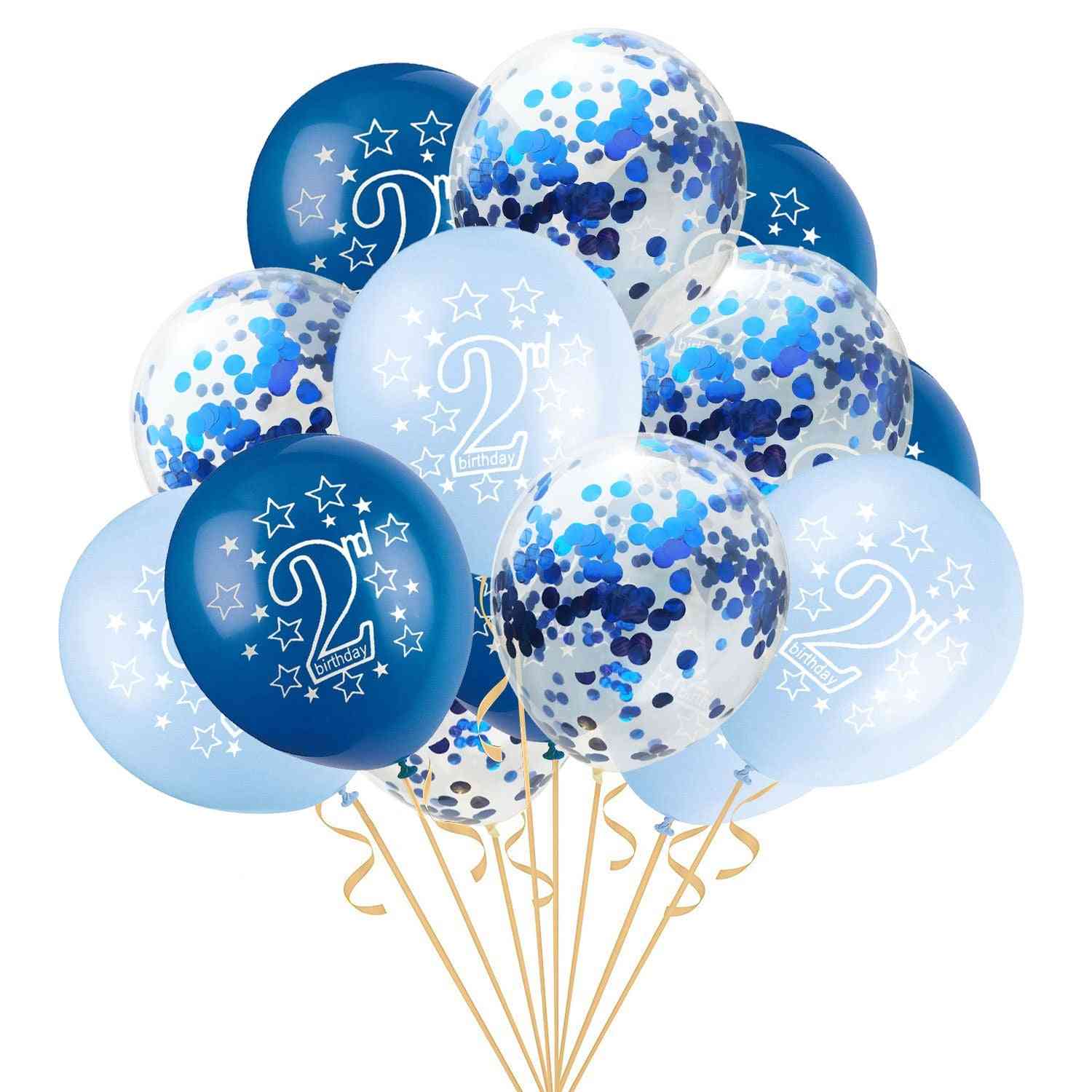 2de-happy birthday latex-ballonnen, happy second birthday-party ballonnen voor kinderen - blauw blauw