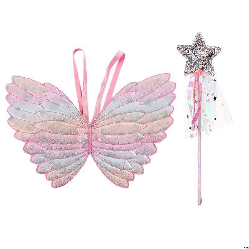 Søde børn kostumer ydeevne rekvisitter gradient farve sommerfugl - prinsesse englevinger fairy stick børn klæder sig på legetøj - 1