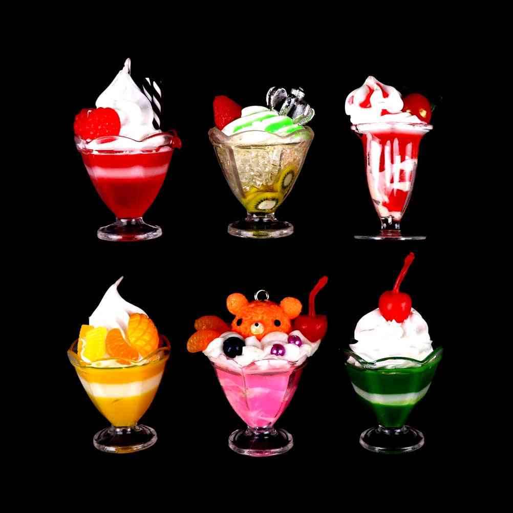 Dollhouse Miniature Food, Drink Ice Cream Cups Set