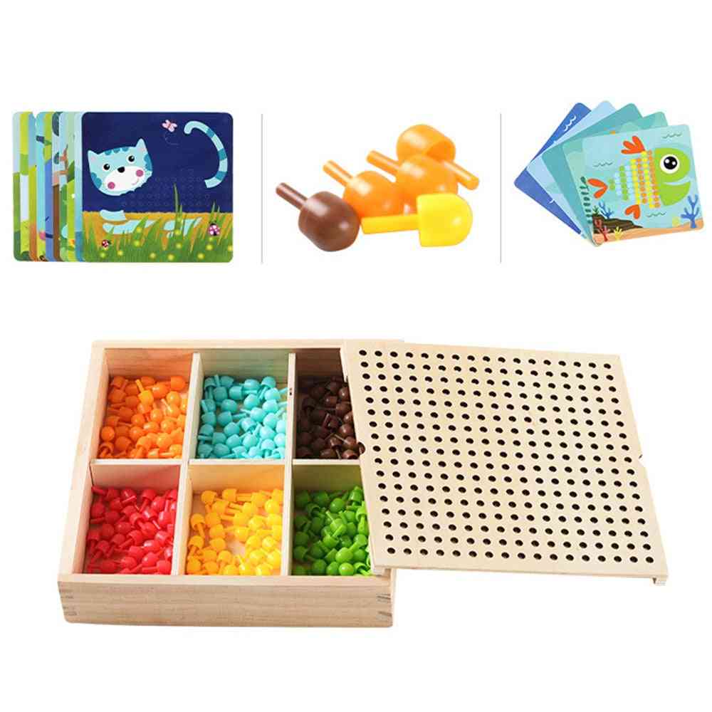 240pcs-3d-puzzle games, champignon-clou avec boîte de rangement en bois, bricolage éducatif