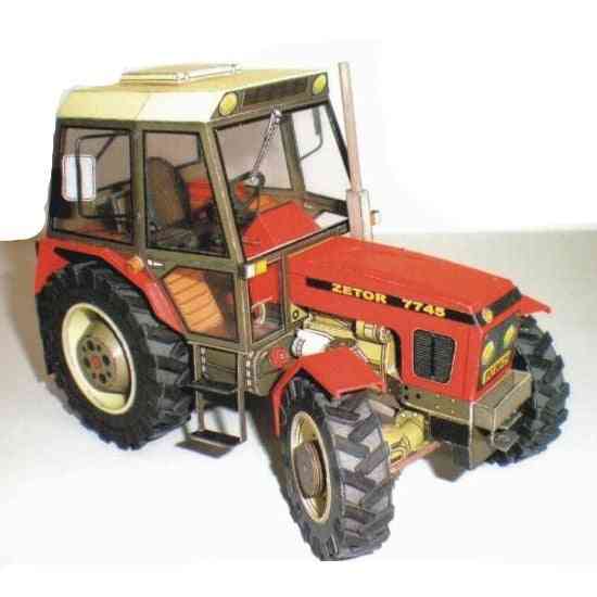 Construction Machinery Zetor 7745 / 7211 Tractor, 3d Paper-model Diy Handmade-papercraft Toy