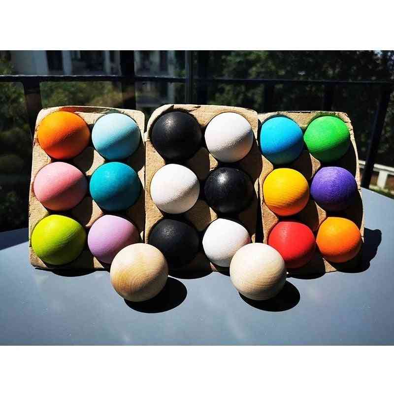 1pcs juguetes de madera tilo-arco iris bloques, mate esfera-pastel negro blanco esférico-bola sin pintar, aprendizaje temprano no tóxico - negro 1pcs