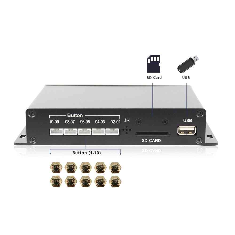 Mpc1080p-10 10 metall inga LED-tryckknappar, metallväska, full HD-skärm, auto loop play mediaspelare (svart) -
