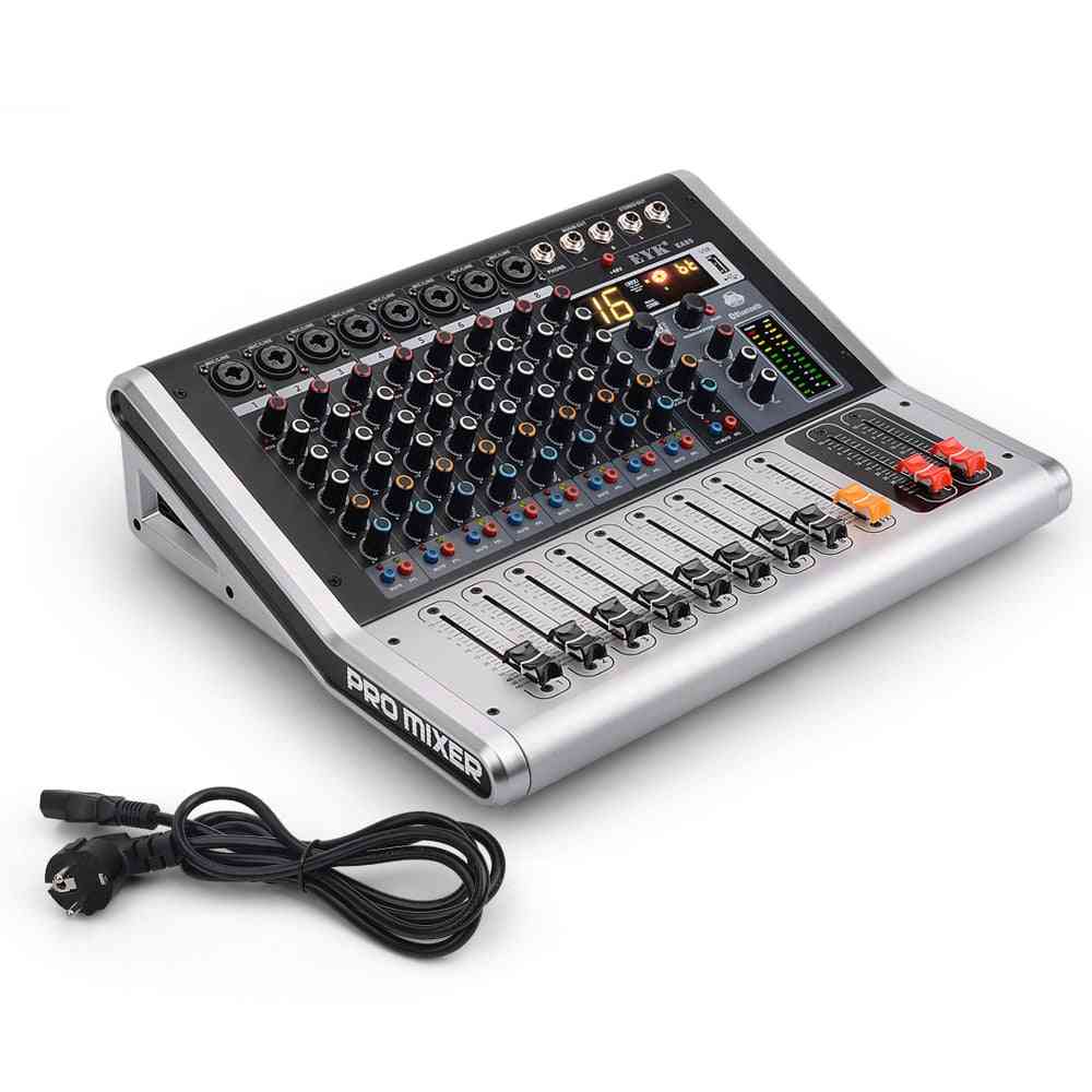 Ea80 8-kanals mixerkonsol med mute- och pfl-omkopplare Bluetooth-inspelning 3-band, ekv 16 dsp, USB-ljudmixer -