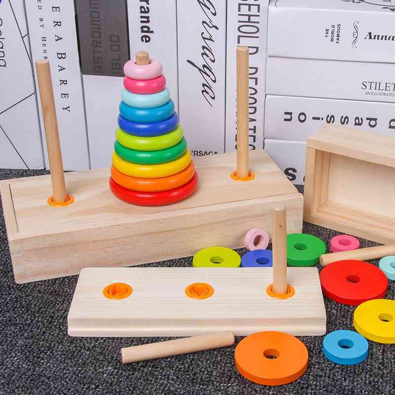 Classic Wooden Puzzle, Stack Tower For Kid -mathematical Early Educational