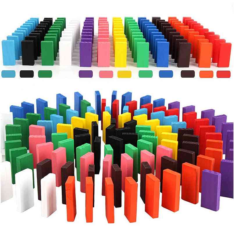 100/200/300/500 st trä regnbåge domino byggstenar leksaker för barn - 100st