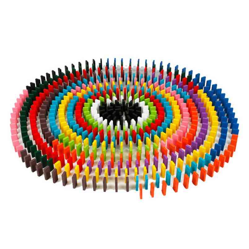 100/200/300/500 st trä regnbåge domino byggstenar leksaker för barn - 100st
