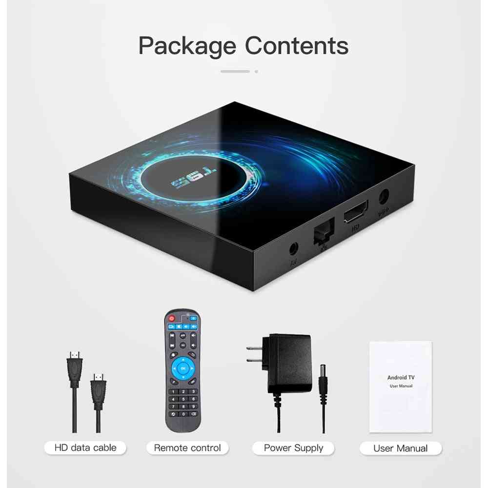 T95 android 10.0, youtube, hd 6k, android tv de cuatro núcleos, caja de smart tv