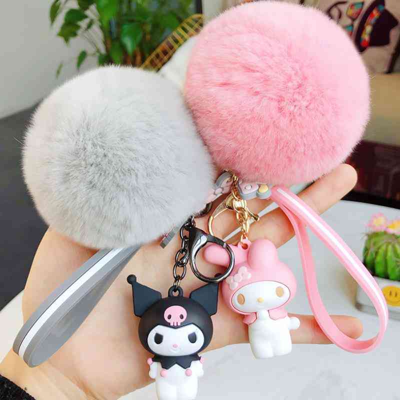 1pc Cute Anime Fur Ball Keychain - Doll Plush, Bag Pendant For