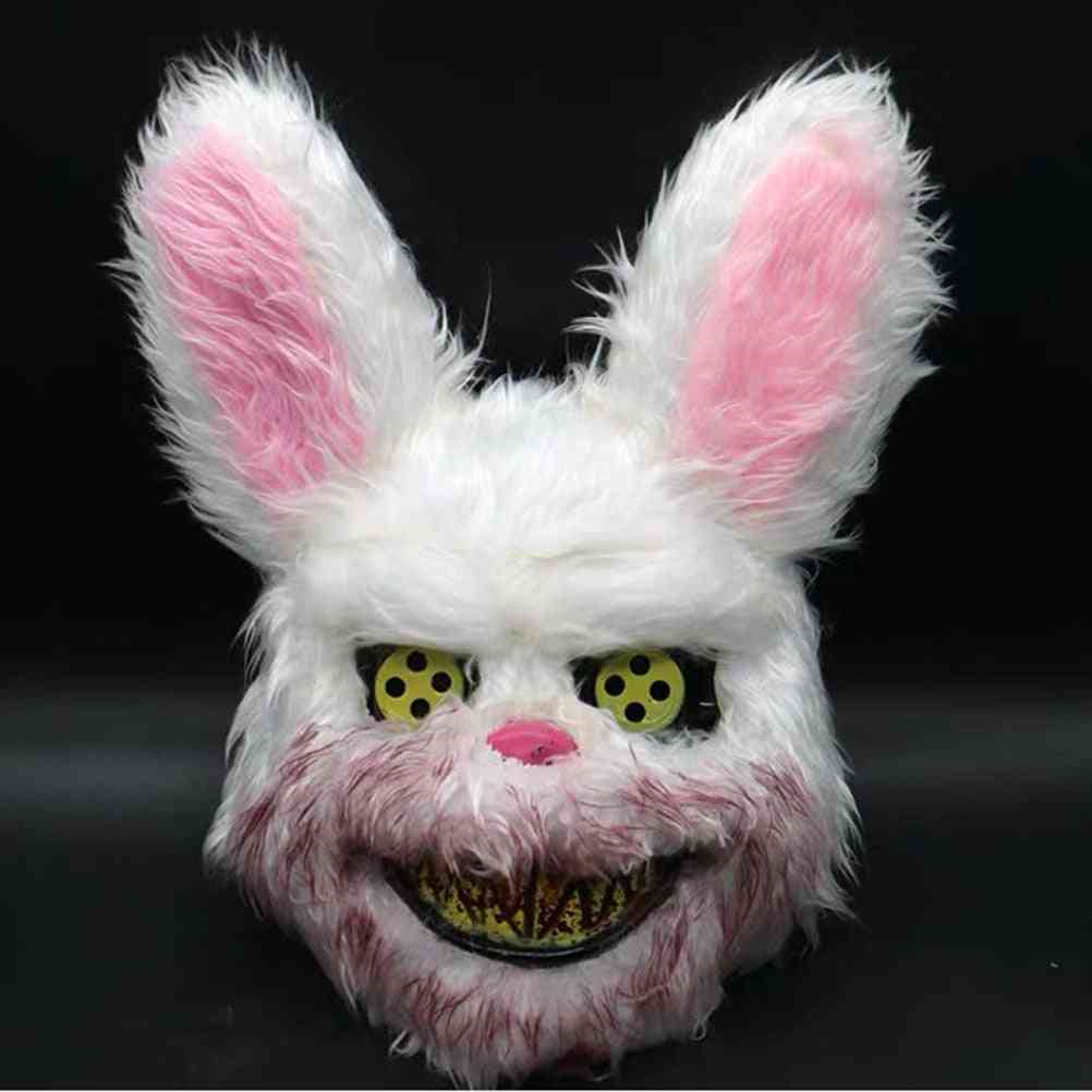 Cosplay maska zložitá maska zlá krvavá králičia maska na halloween -hororové masky (biele)