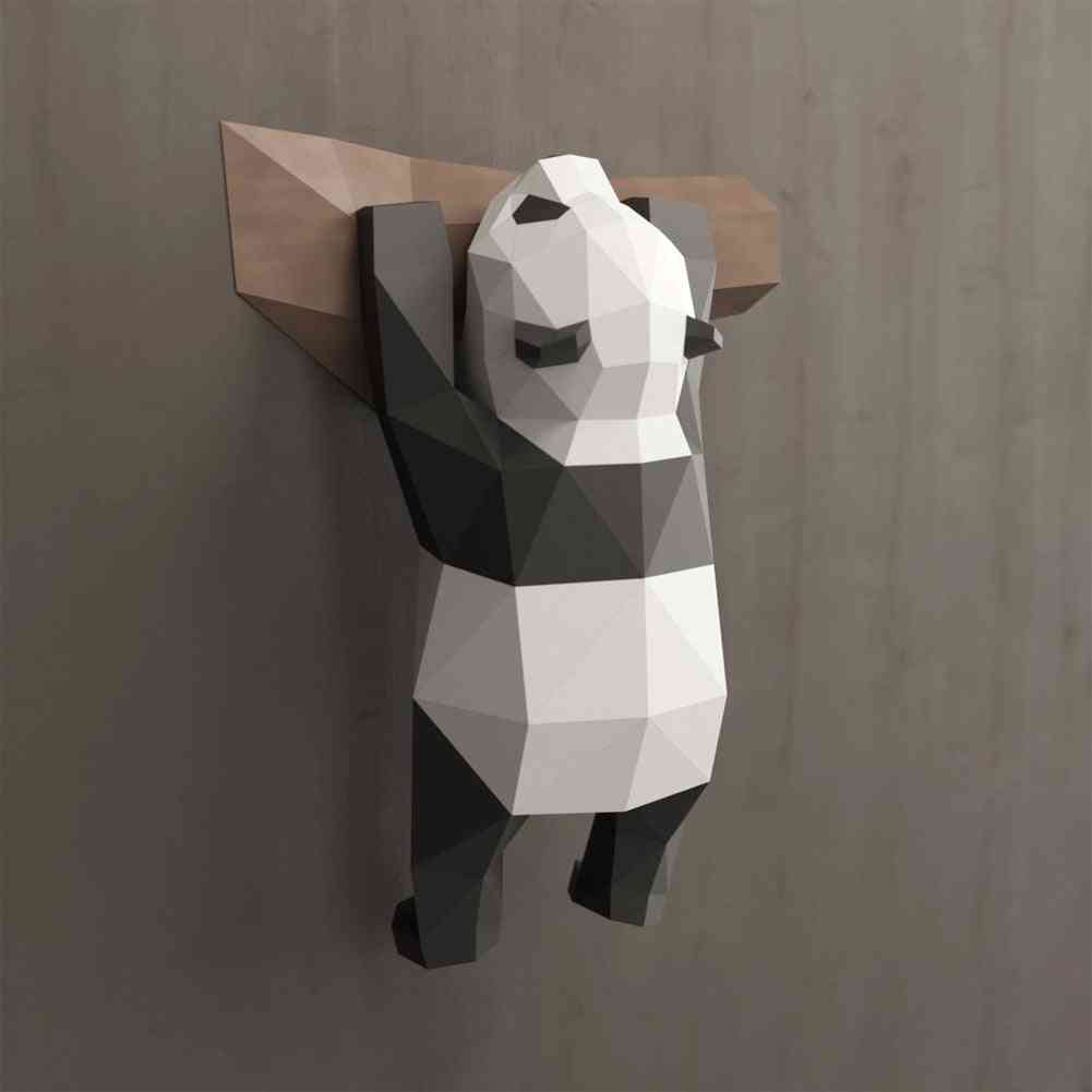 Vtipné DIY nástenné závesné ručne vyrobené 3D geometrické panda ozdoby na domácu výzdobu