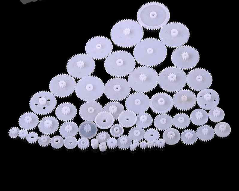 Conjunto de engranajes de montaje de bricolaje de plástico - Tira de dientes de manga de eje de eje de corona de una sola capa doble - Juego de engranajes de 10 tipos
