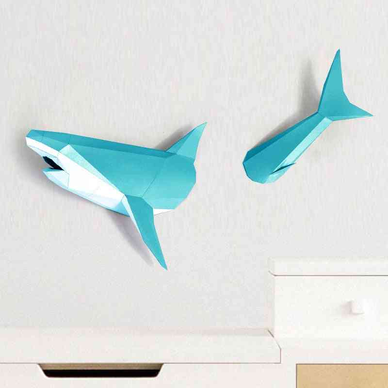 3d Shark Animal Paper Model Toy For Living Room Decoration
