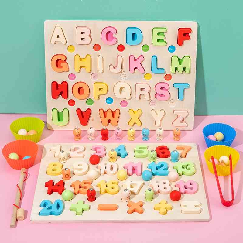 Holz 26 Alphabet Mathematik Intelligenz Entwicklung Spielzeug für Kinder - hellgrün