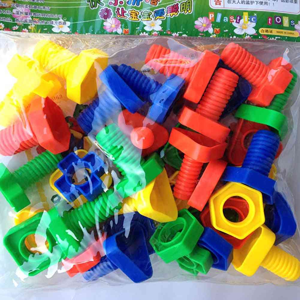 Colorful Screw Nuts Bolts Building Puzzle Intelligent Game Toy  (32pcs)