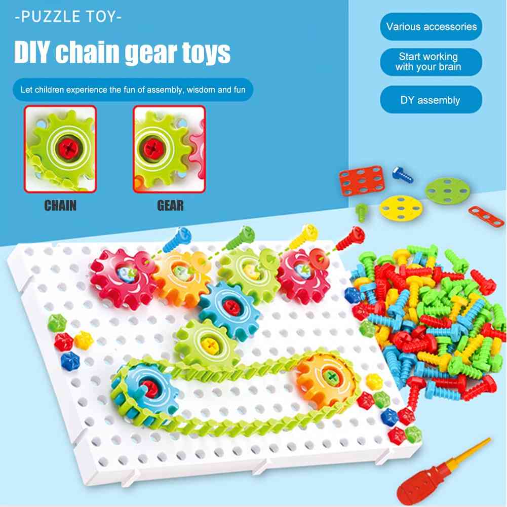 Kits de construcción de rompecabezas 3d de engranajes eléctricos - juguetes educativos de ladrillos de plástico para niños -