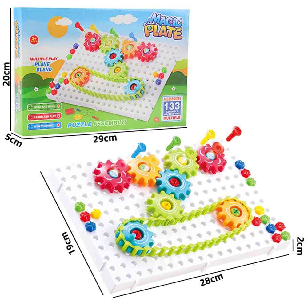 Elektrische versnellingen 3d puzzel bouwpakketten - plastic blokken educatief speelgoed voor kinderen -